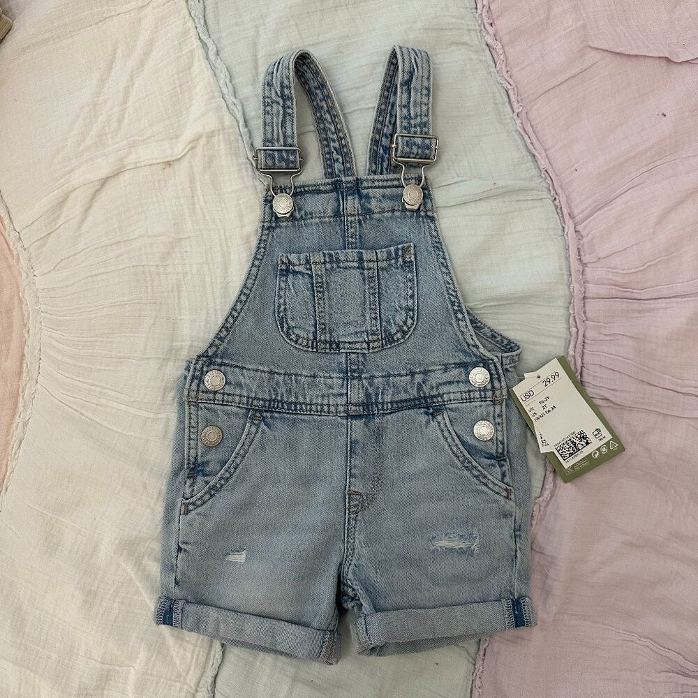 H&M Light Denim Kids Overall Shorts 2T
